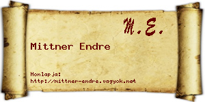 Mittner Endre névjegykártya